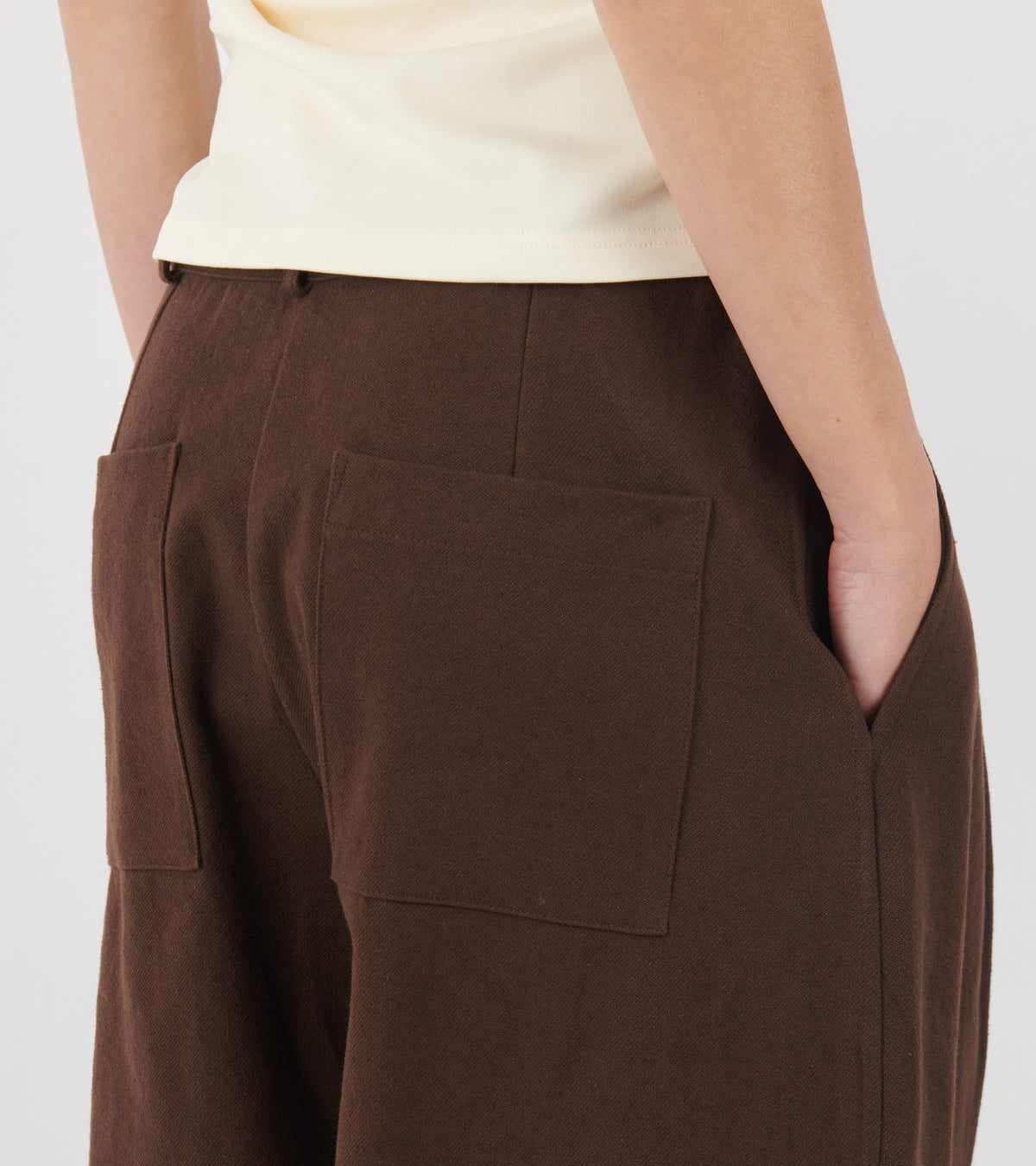 Japanese Cotton/Linen Gabardine Robyn Trouser P16 Espresso
