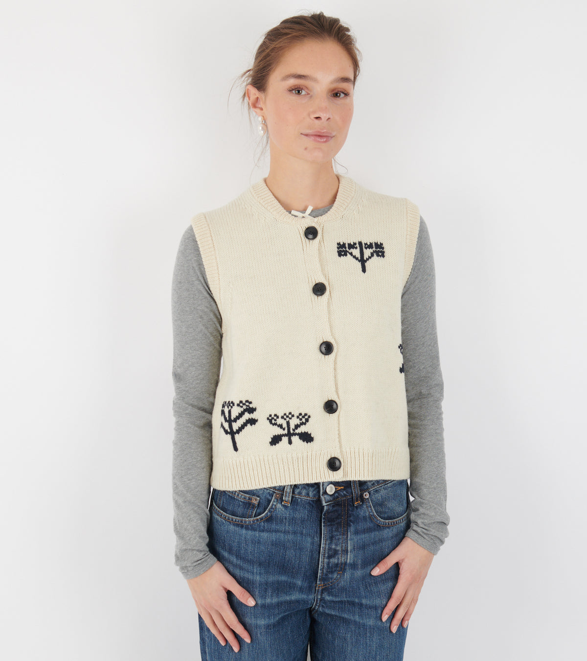 Macha Vest Mix Pure Ecru