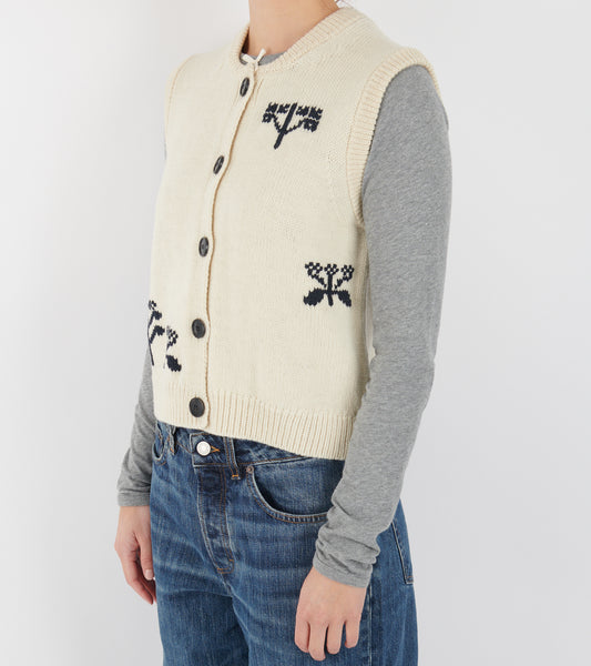Macha Vest Mix Pure Ecru