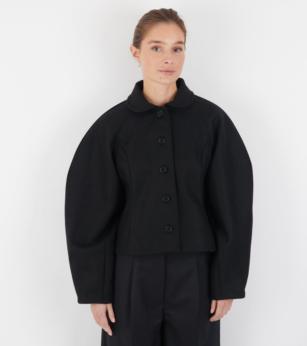 British Melton Wool Heidi Boned Jacket Black