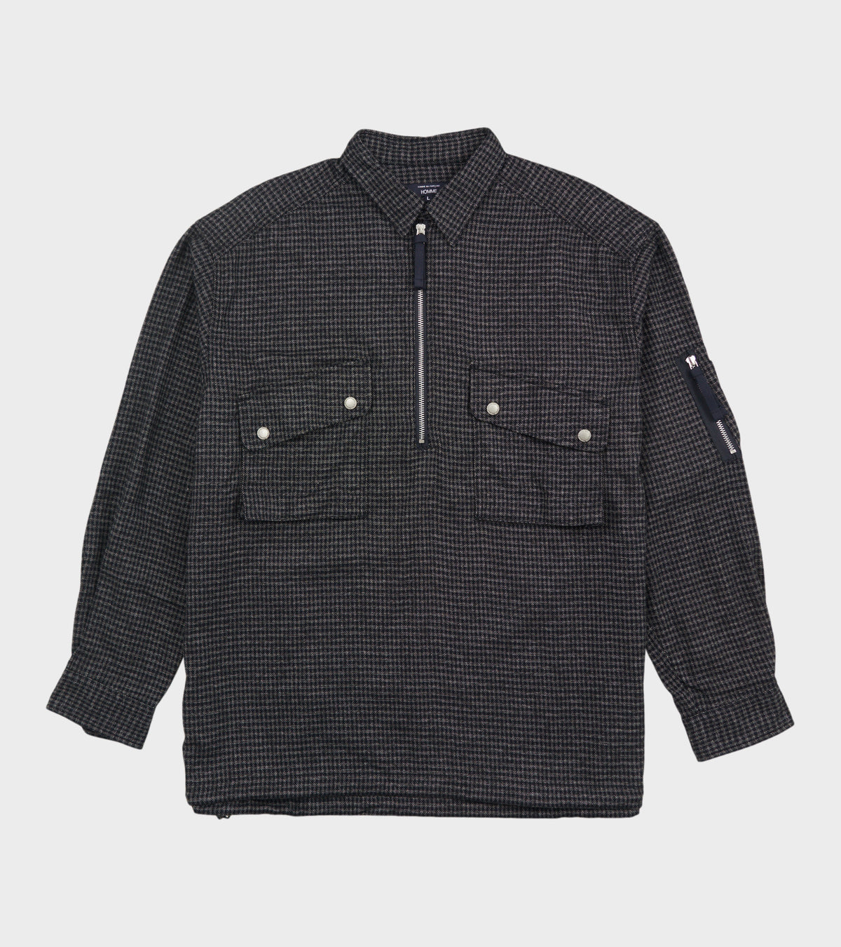 Checked Half Zip Shirt Blue