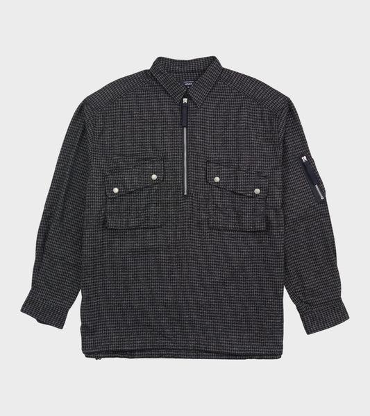 Checked Half Zip Shirt Blue