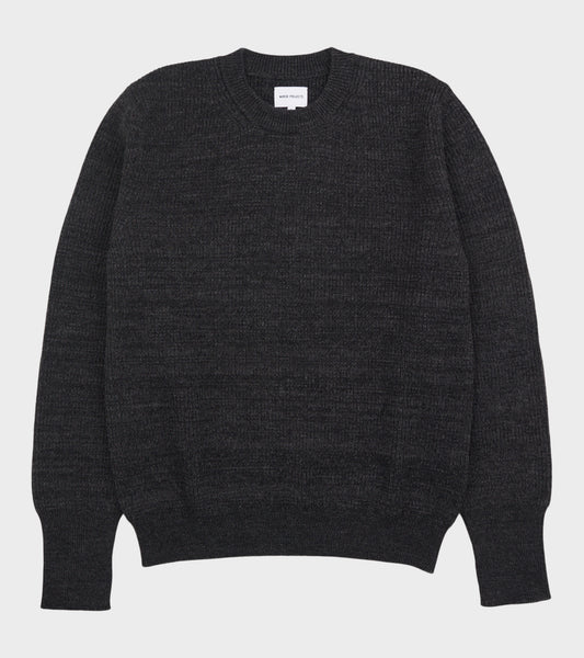 Henning Cotton Wool Rib Sweater Dark Grey Melange