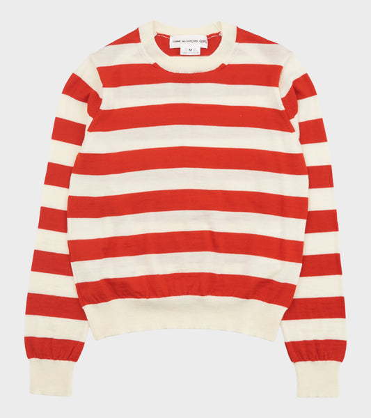 Striped Wool Sweater Red/Off White