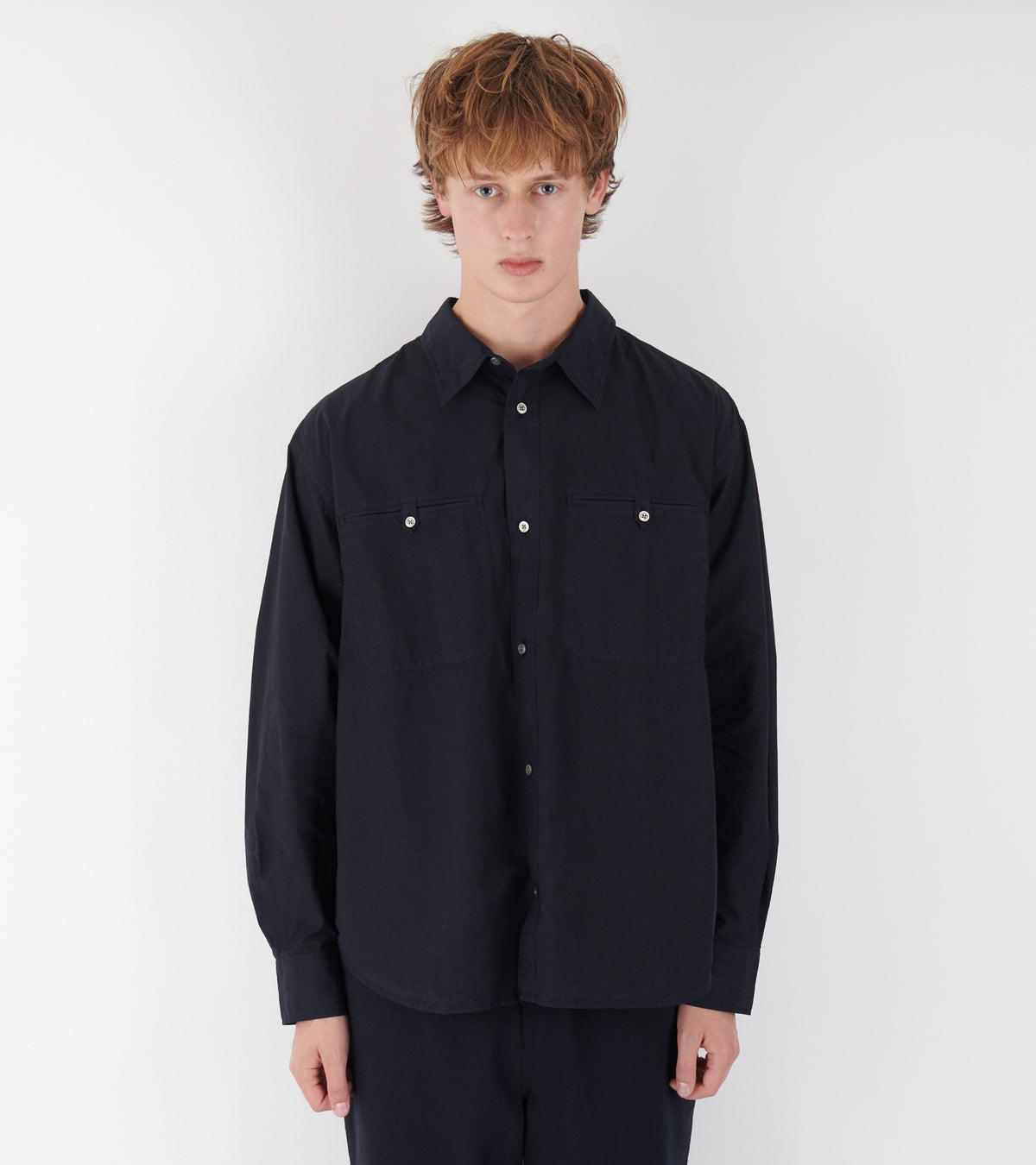 Falster Cotton Tencel Jet Oversize Shirt Dark Navy