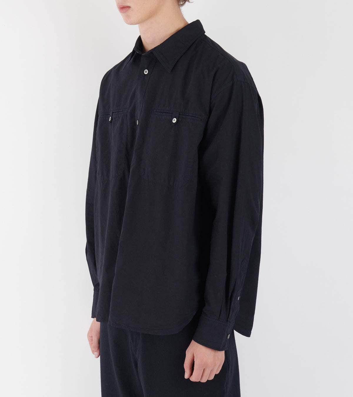 Falster Cotton Tencel Jet Oversize Shirt Dark Navy