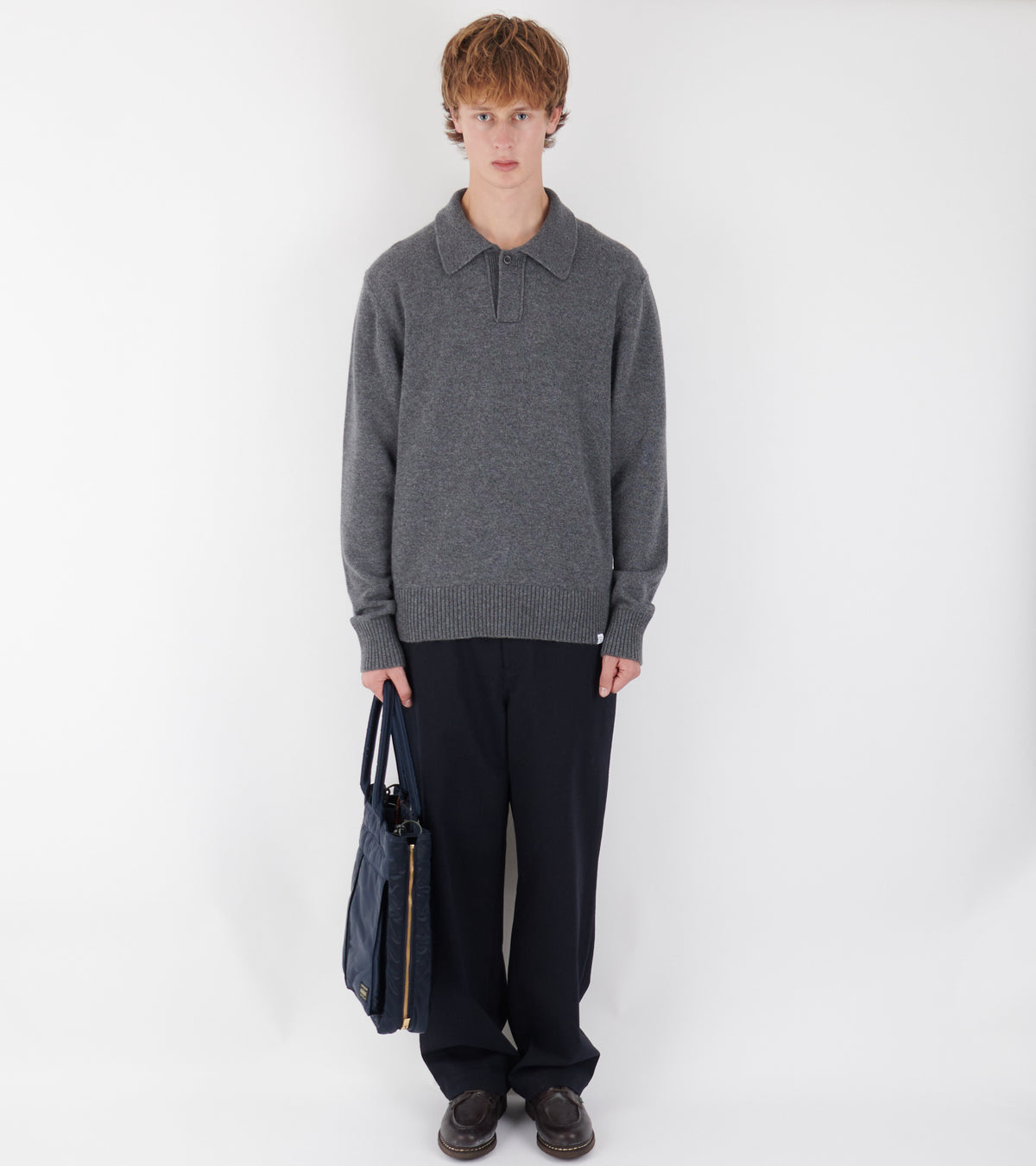 Anholt Lambswool Polo Grey Melange