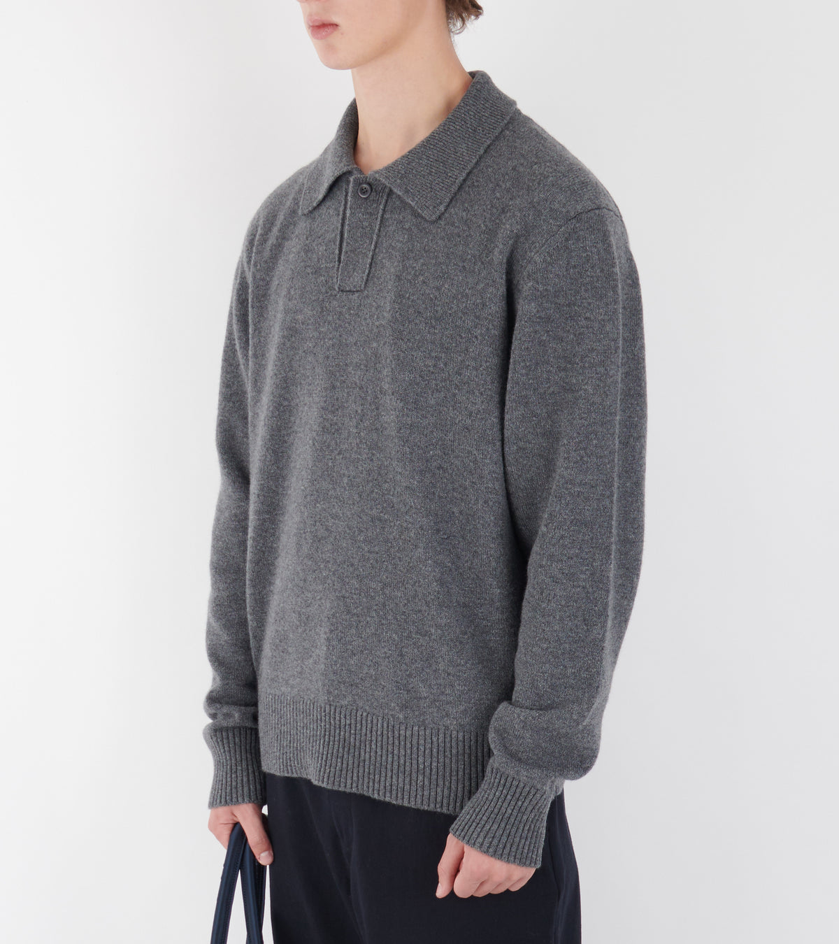 Anholt Lambswool Polo Grey Melange