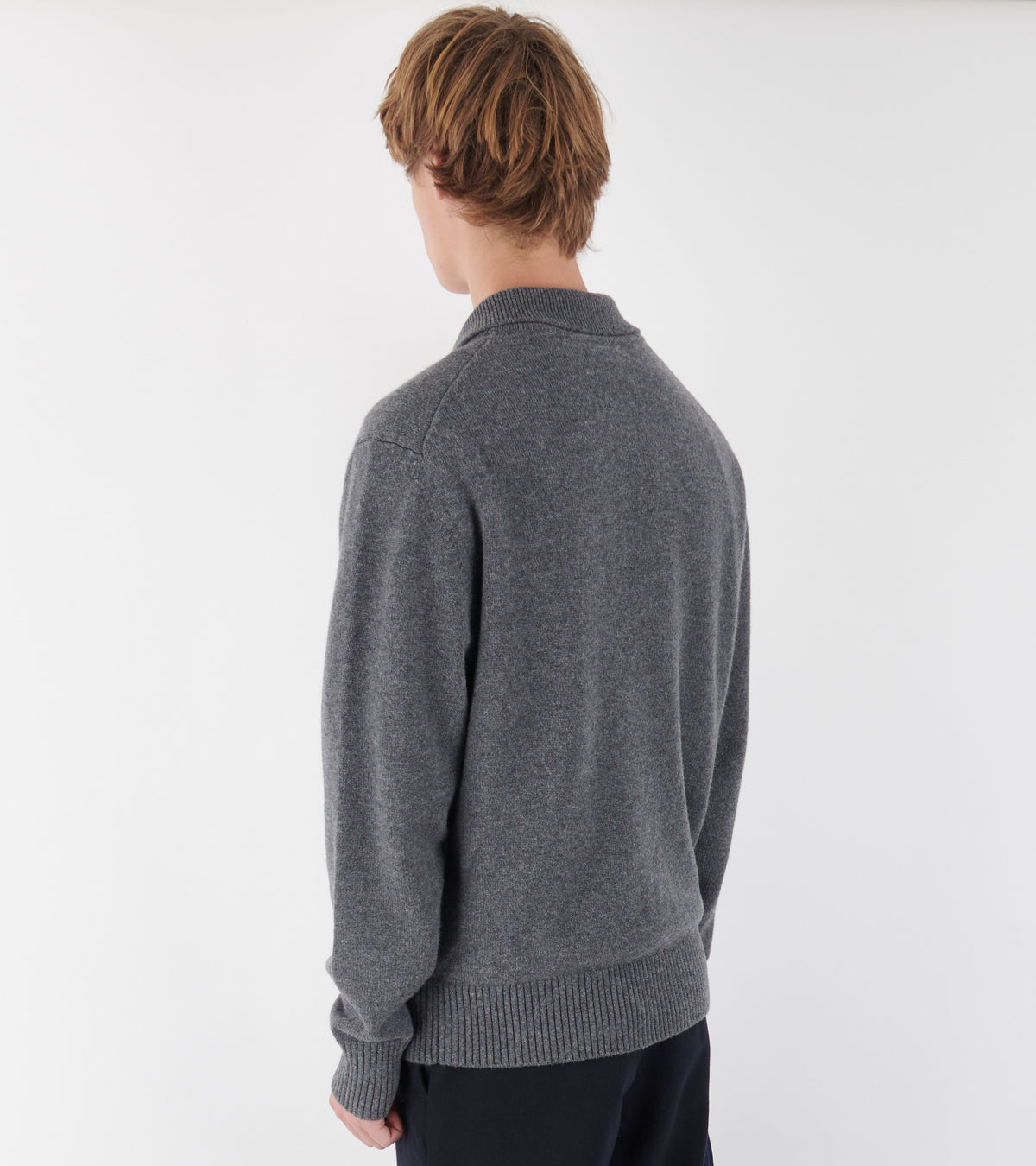 Anholt Lambswool Polo Grey Melange