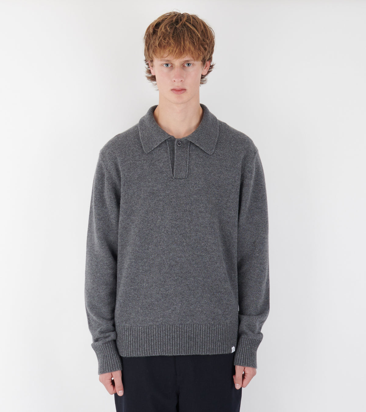 Anholt Lambswool Polo Grey Melange