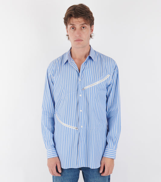 Shirt With Zip Details Blue Stripes