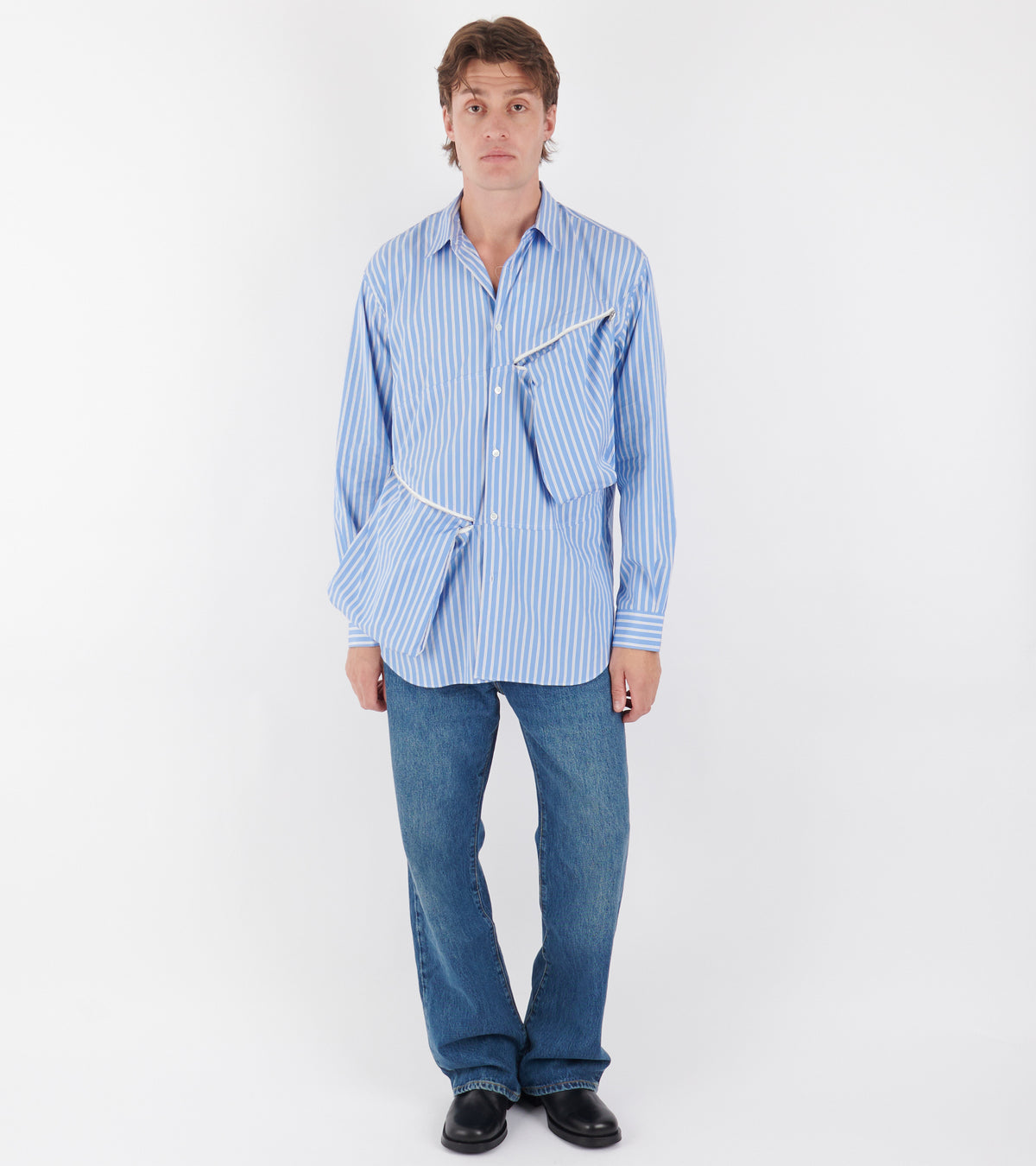Shirt With Zip Details Blue Stripes