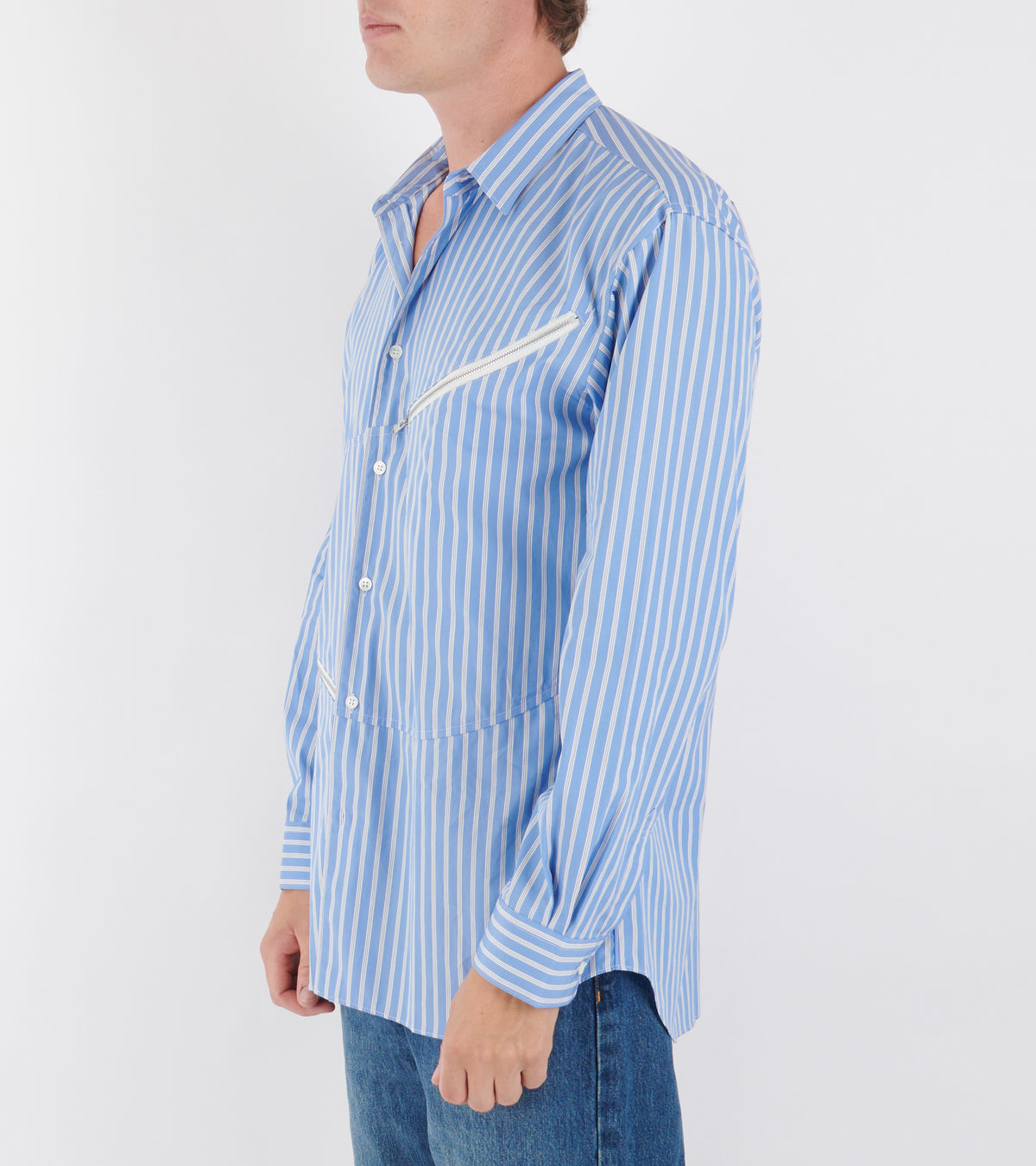 Shirt With Zip Details Blue Stripes