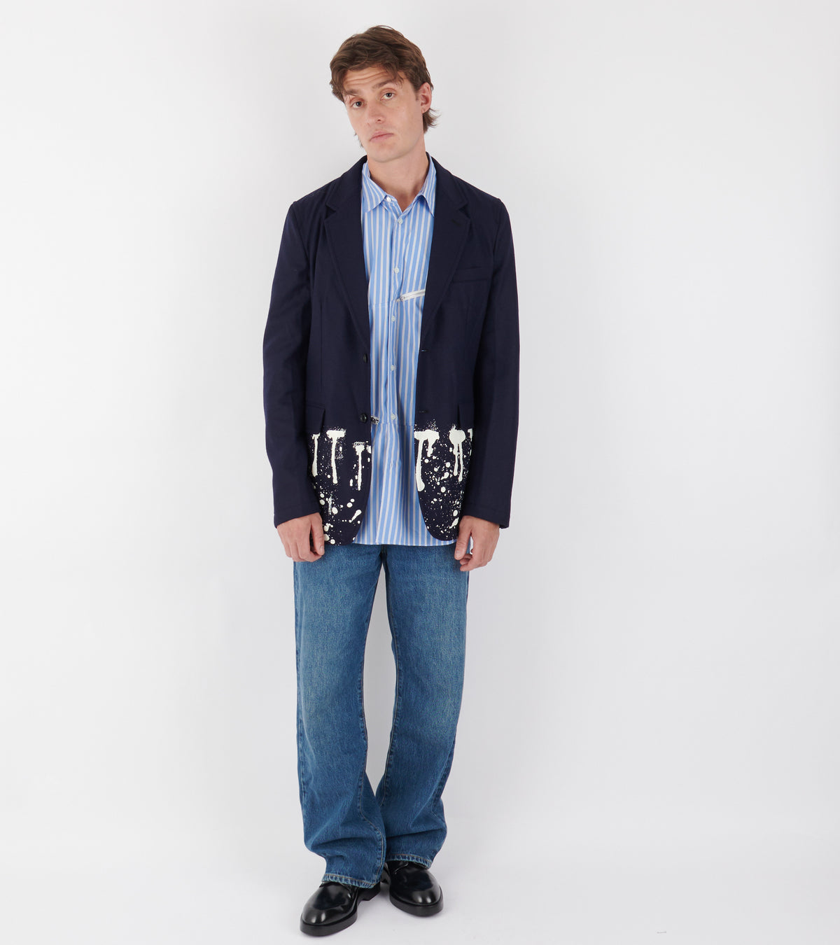 Printed Wool Blazer Navy / Off White