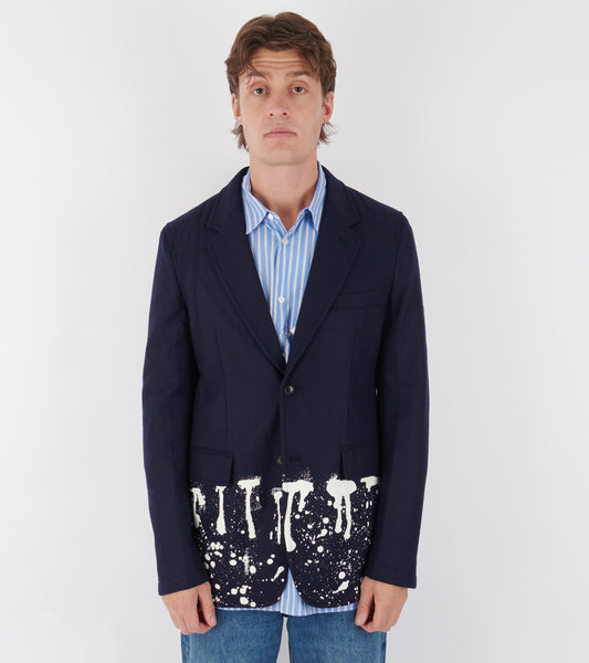Printed Wool Blazer Navy / Off White