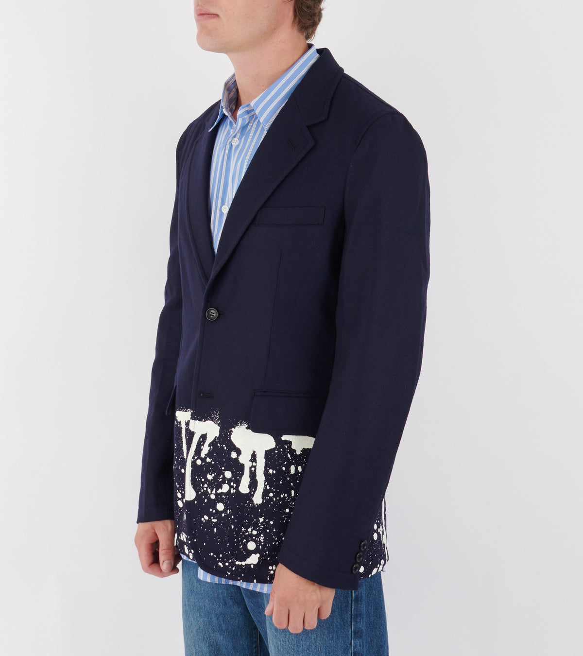 Printed Wool Blazer Navy / Off White