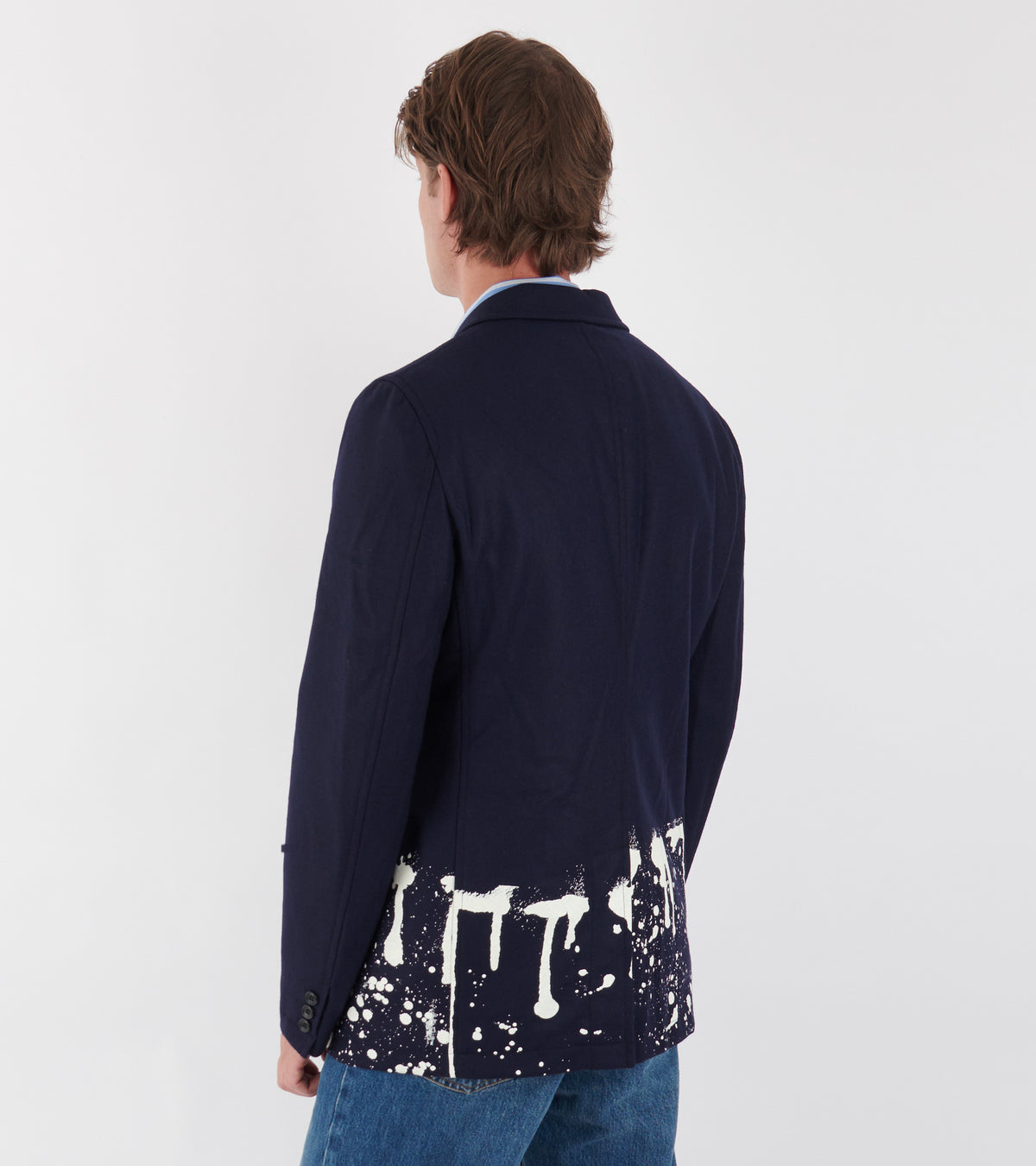 Printed Wool Blazer Navy / Off White