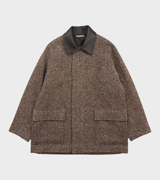 Homespun Tweed Zip Blouson Mix Brown