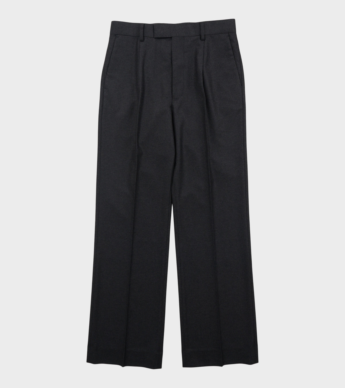Wool Fulling Flannel One-Tuck Slacks Grey