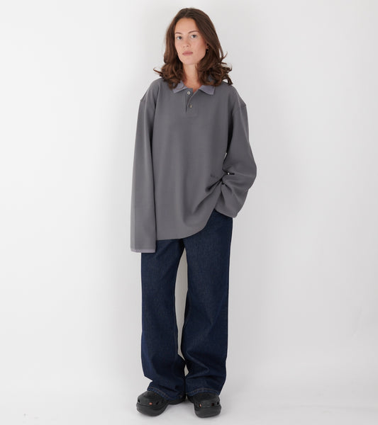 Lay2 Long-Sleeve Polo Silver