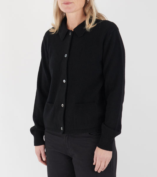 Cora Collared Cardigan Black