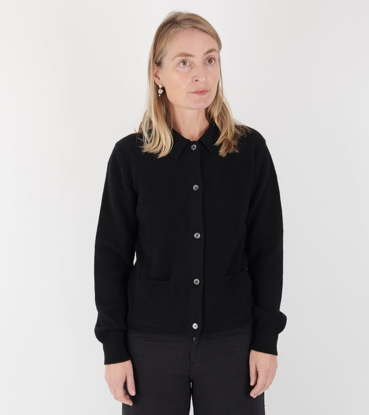 Cora Collared Cardigan Black