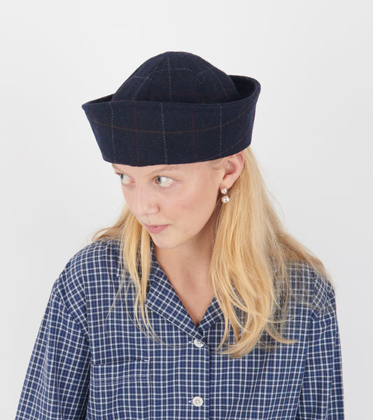 Opal Hat Navy Checkered
