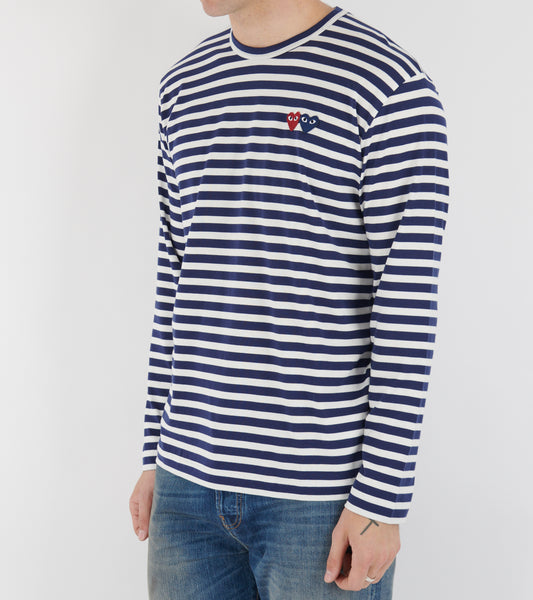 T-Shirt Double Burgendy Emblem Navy