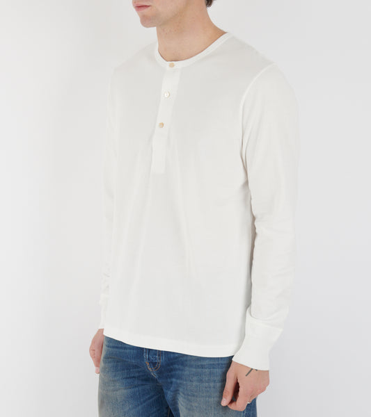2M06 Men's Loopwheeled Henley Shirt White