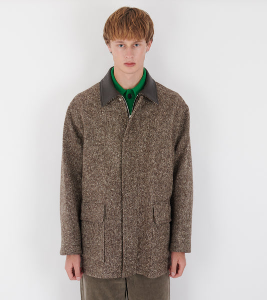 Homespun Tweed Zip Blouson Mix Brown