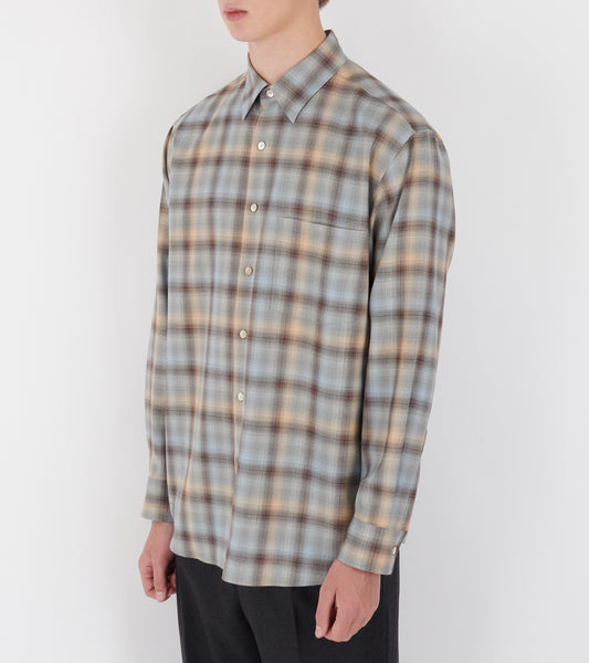 Super Light Wool Check Shirt Blue Orange Check