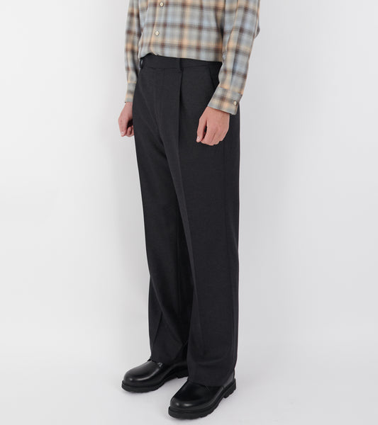 Wool Fulling Flannel One-Tuck Slacks Grey