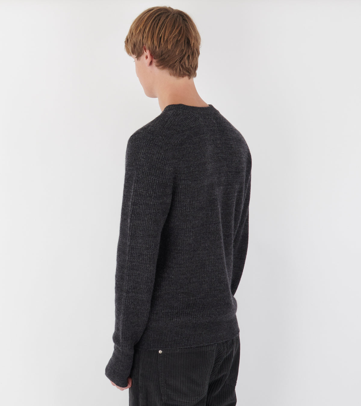 Henning Cotton Wool Rib Sweater Dark Grey Melange