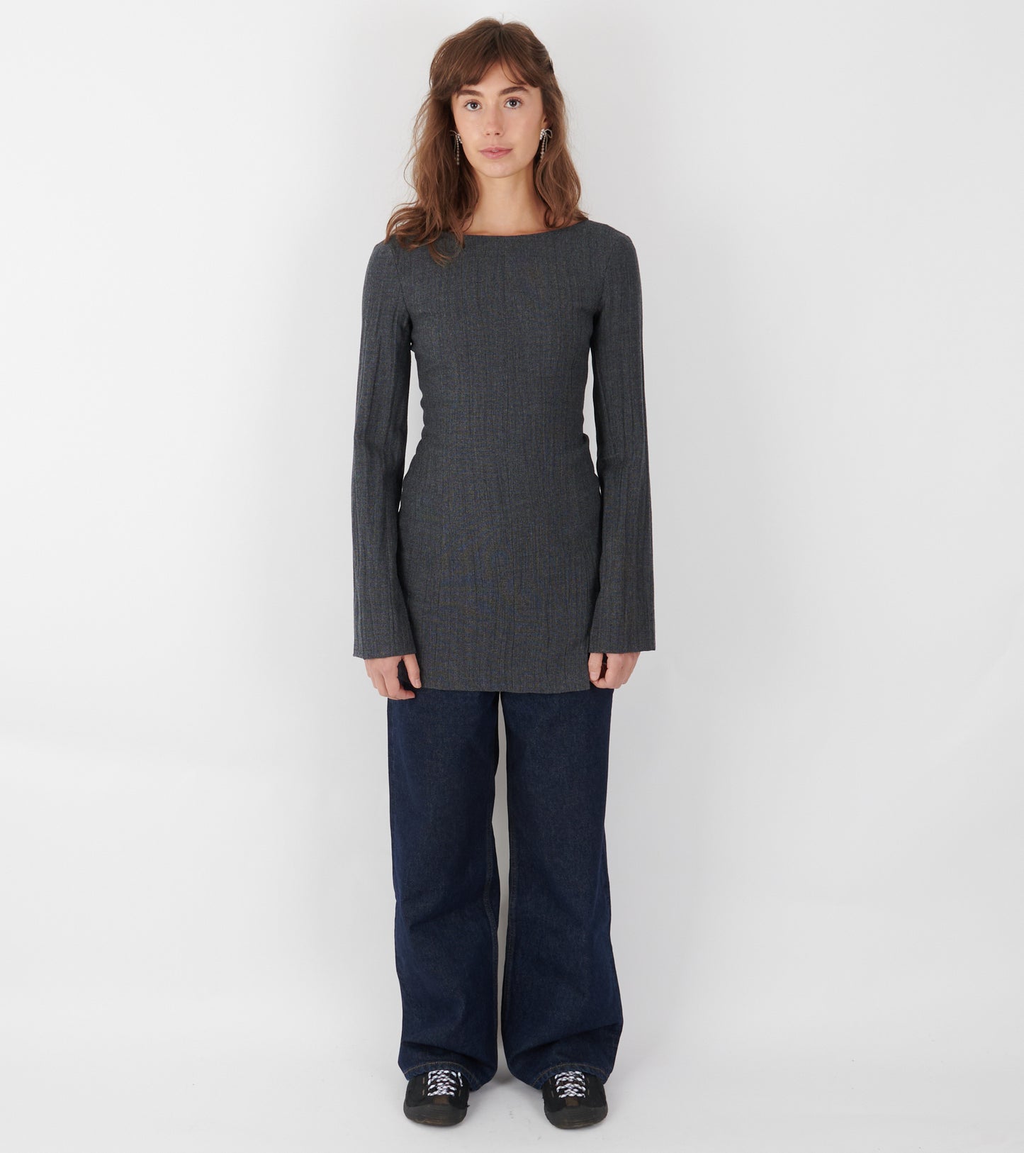 Firm Dress Stone Grey Plisse Wool