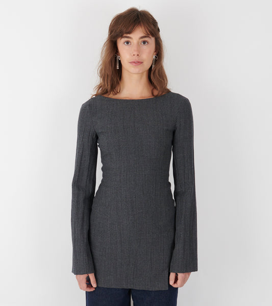 Firm Dress Stone Grey Plisse Wool