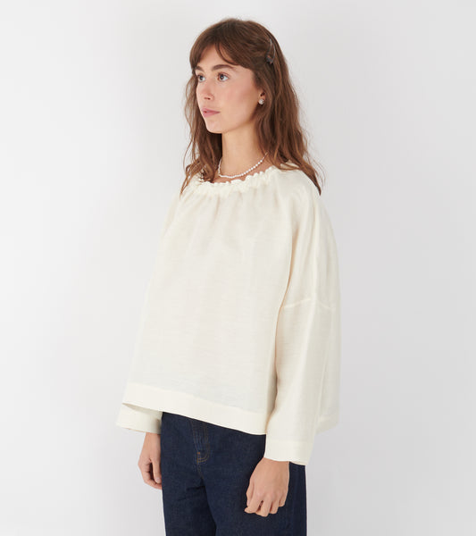 Magrethe LS Tie Top Milk