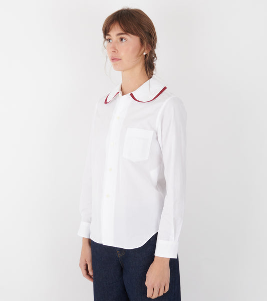 Round Collar Shirt Red/White