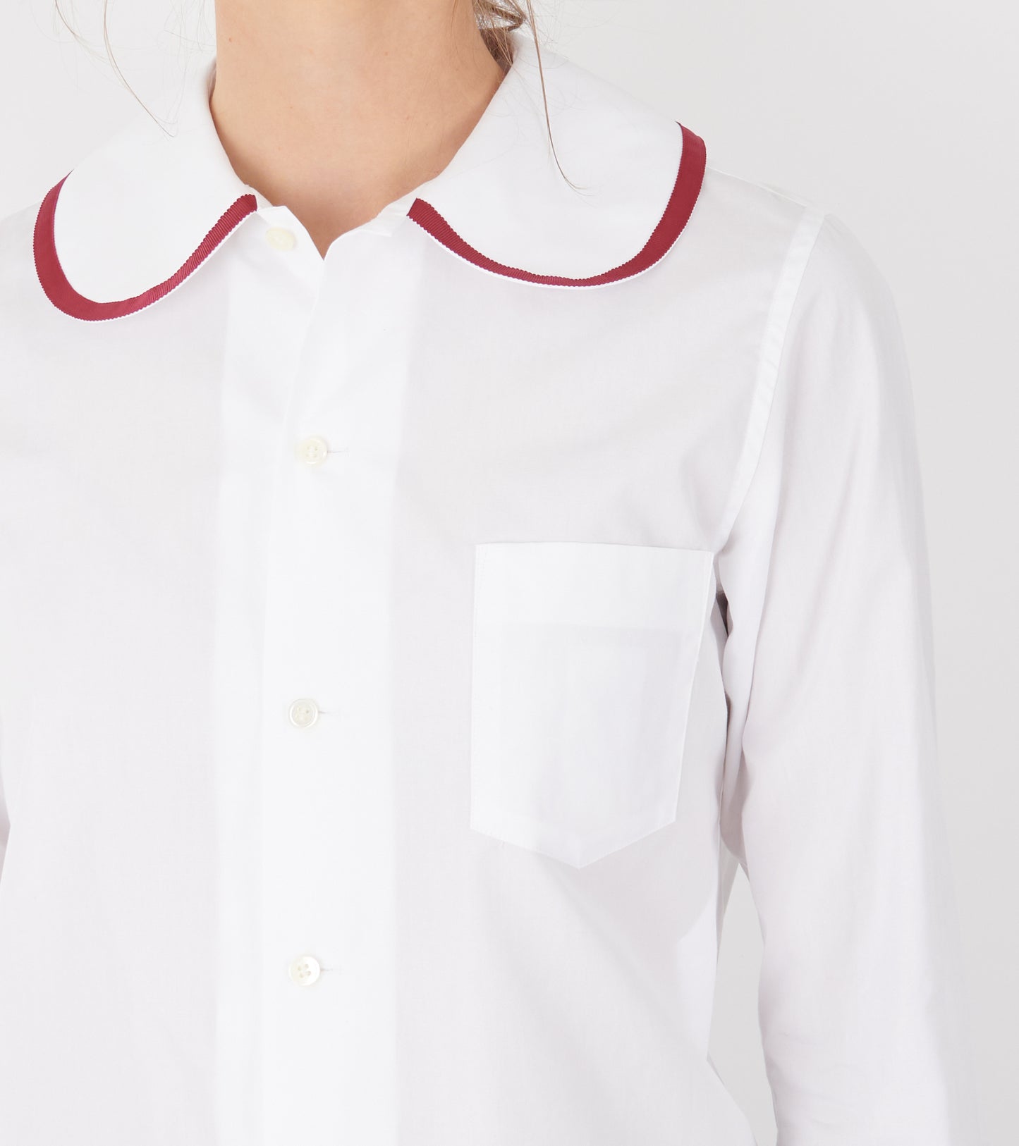 Round Collar Shirt Red/White