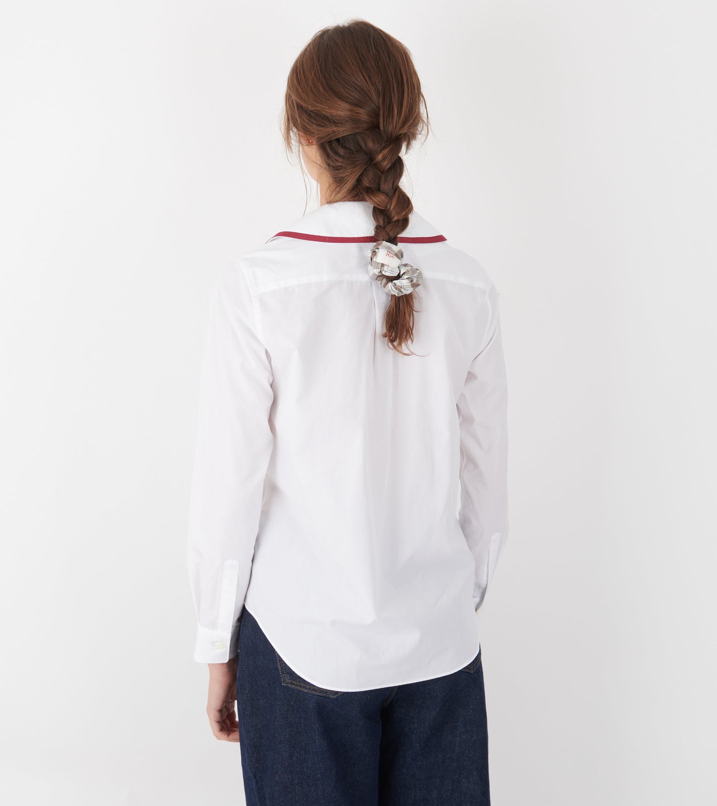 Round Collar Shirt Red/White
