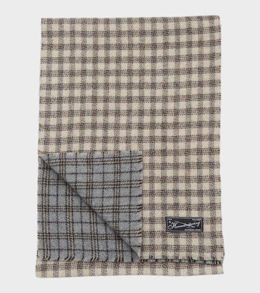 Wool Scarf Grey Double Faced Check