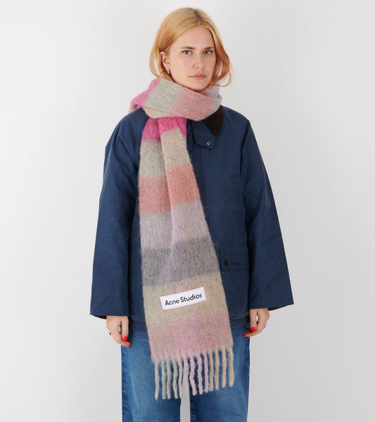 Mohair Checked Scarf Fuchsia/Lilac/Pink