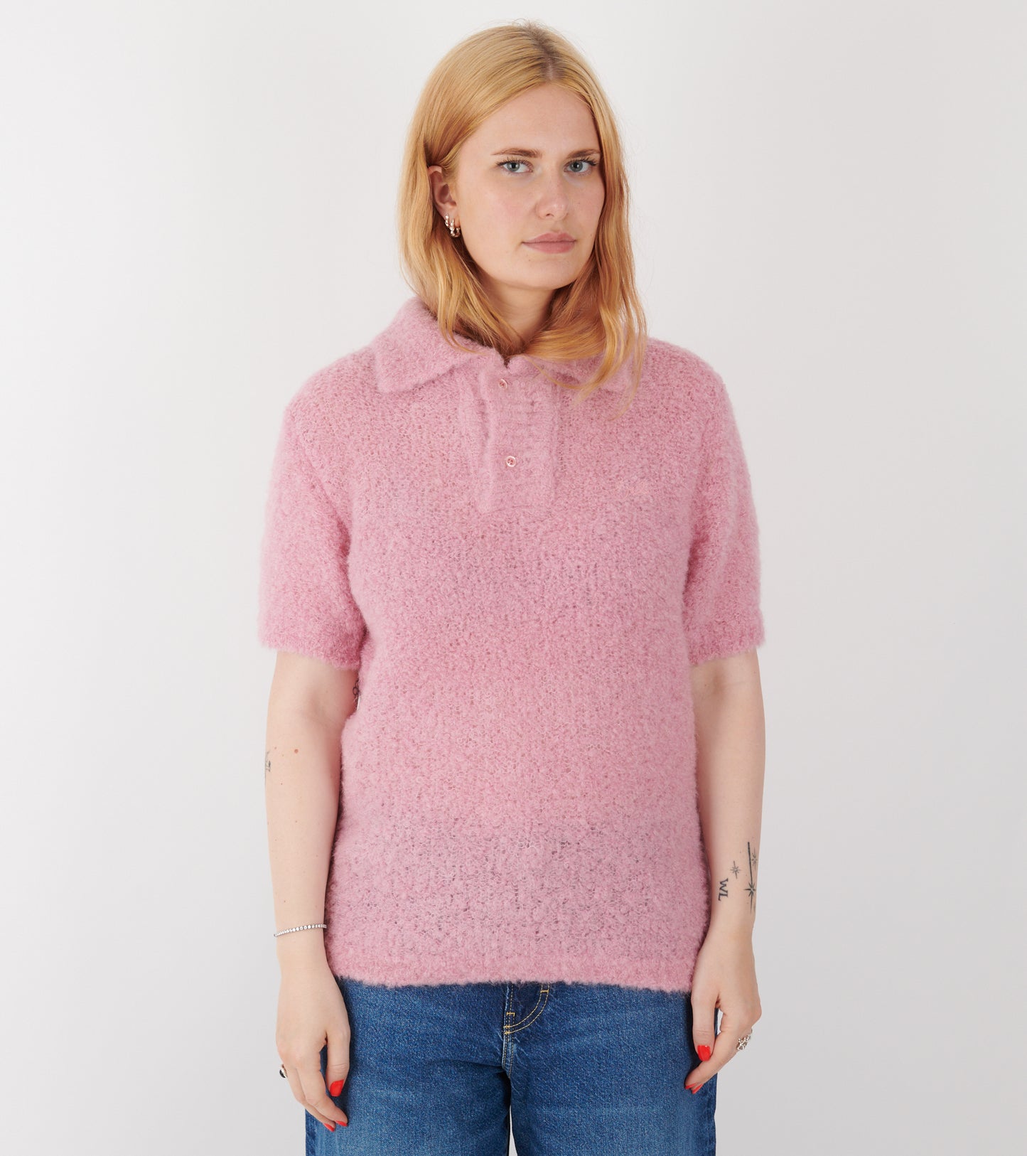 Alpaca S/S Polo Knit Light Pink