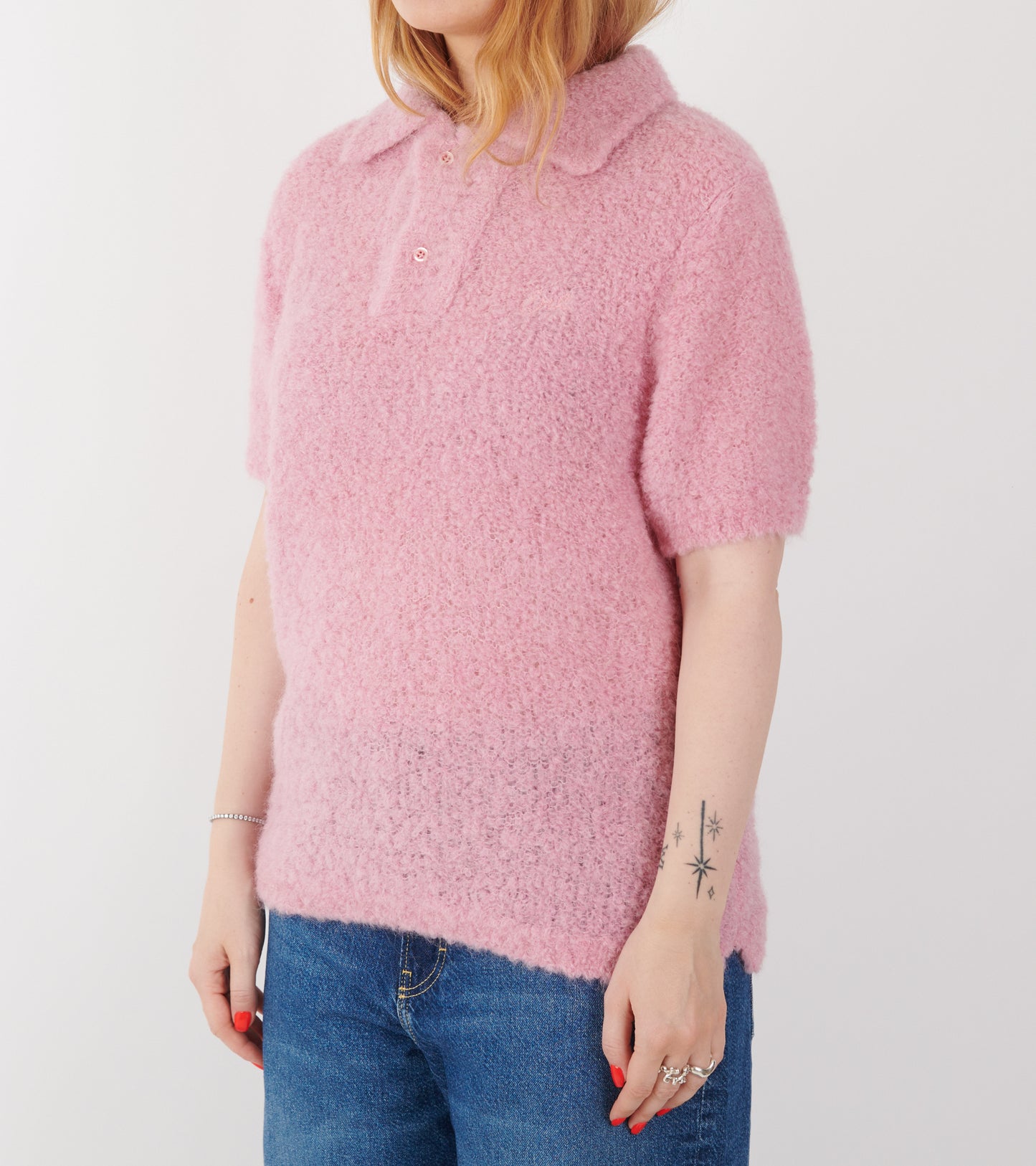Alpaca S/S Polo Knit Light Pink