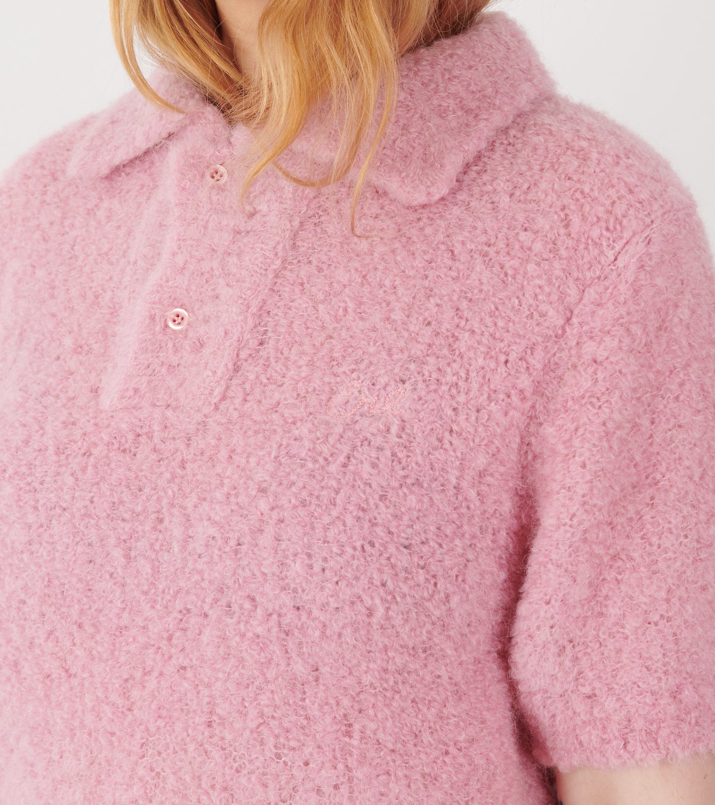 Alpaca S/S Polo Knit Light Pink
