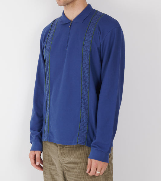 Lace L/S Zip Polo Blue