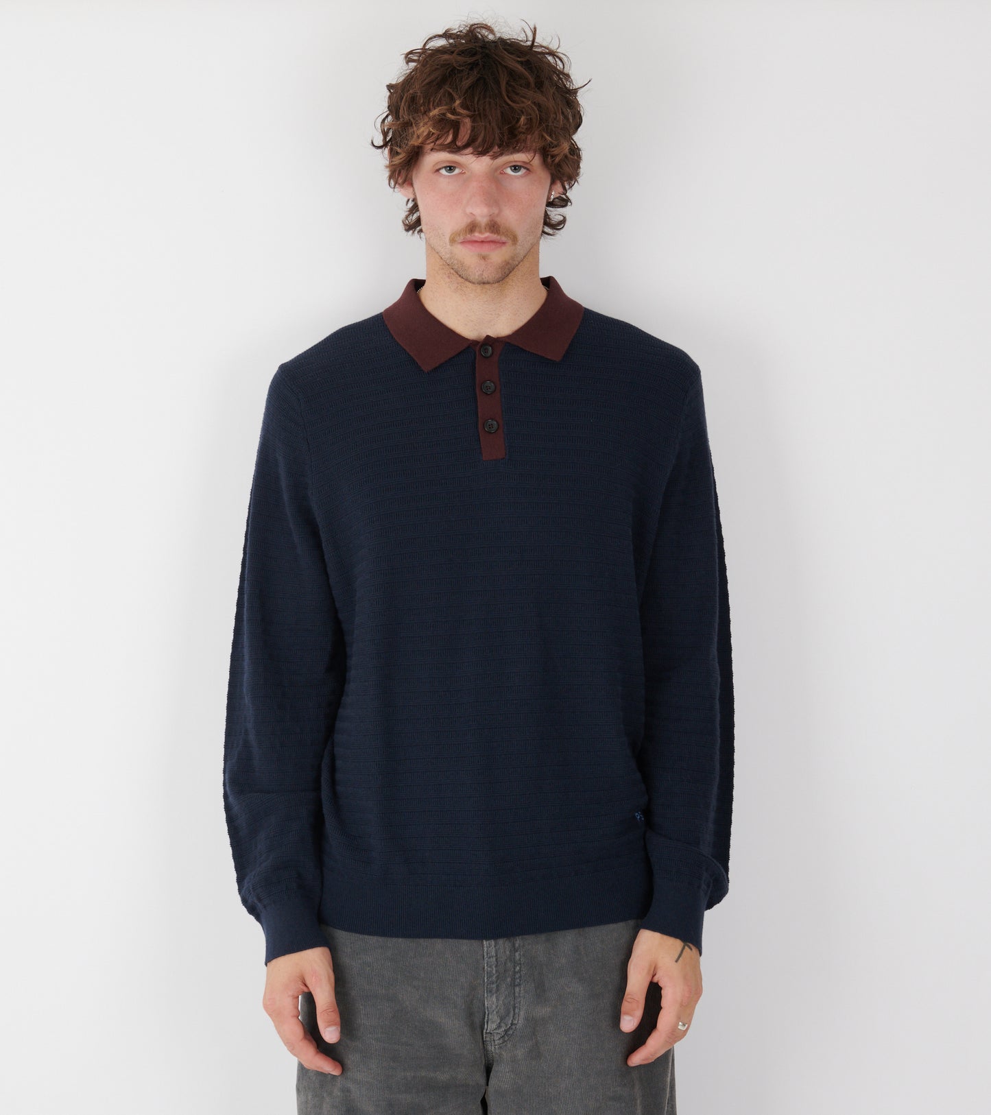 L/S Knit Polo Sweater Navy