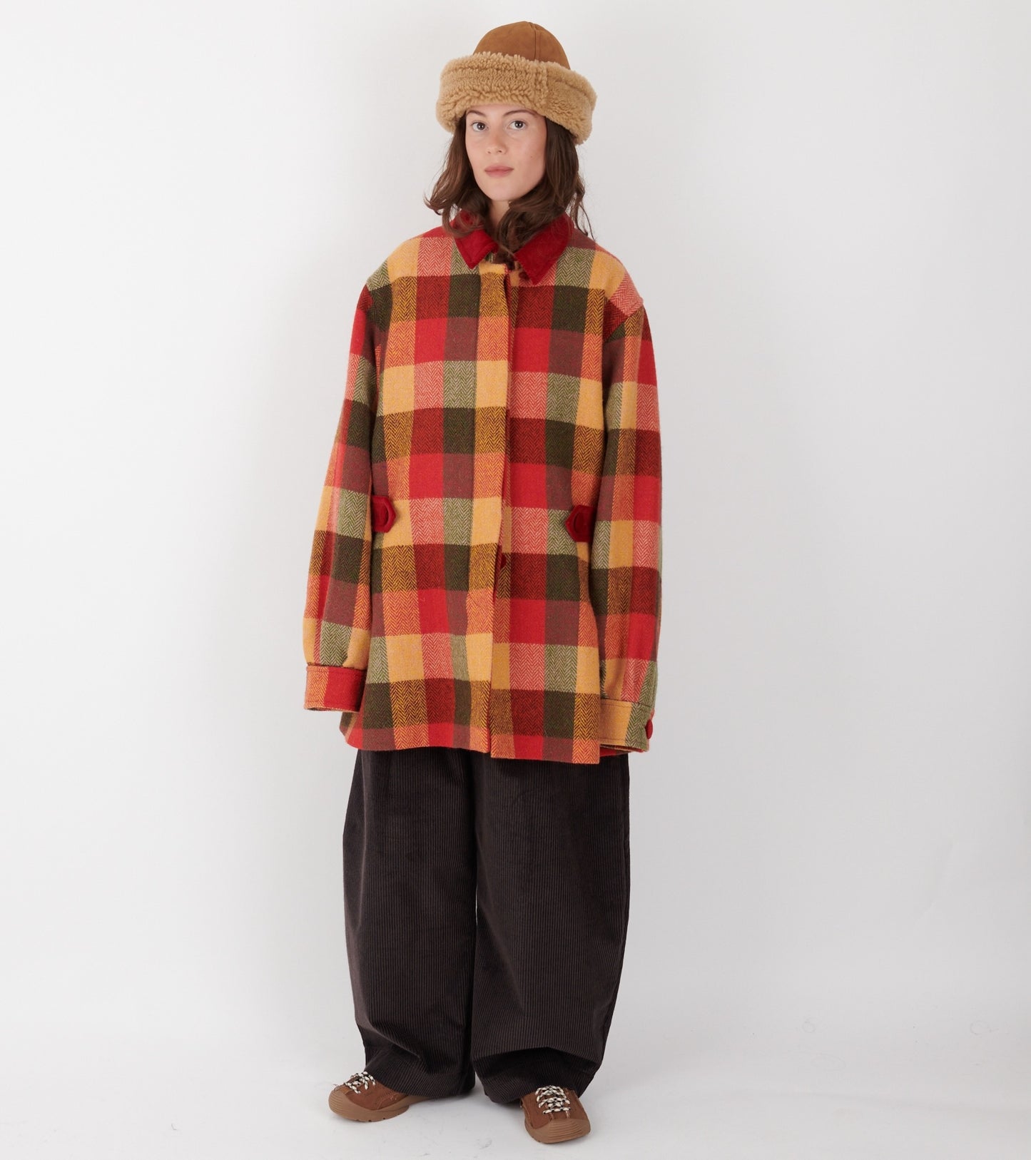 Amanda Coat Red/Orange Check