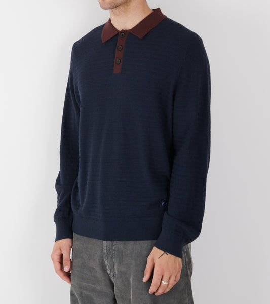 L/S Knit Polo Sweater Navy