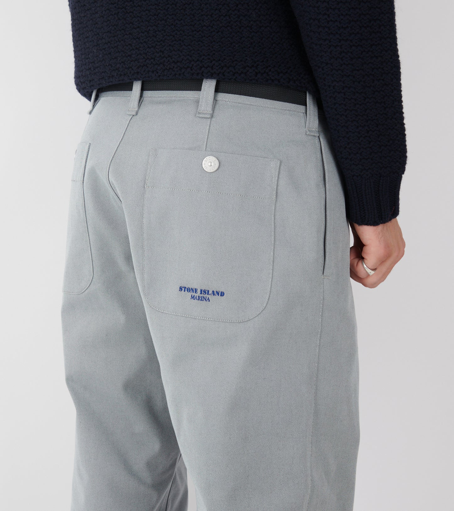 Nylon Tape Belt Trousers Blueish Grey