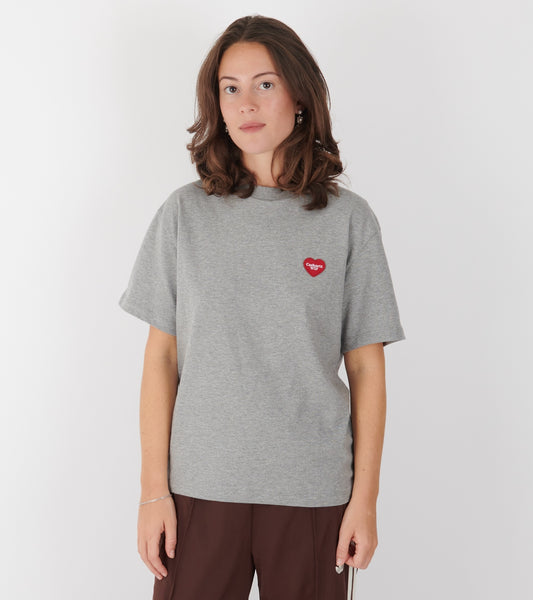 W S/S Heart Patch T-shirt Grey Heather